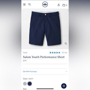 Peter Millar boys size XL(13-14) Navy Salem Youth Performance Shorts